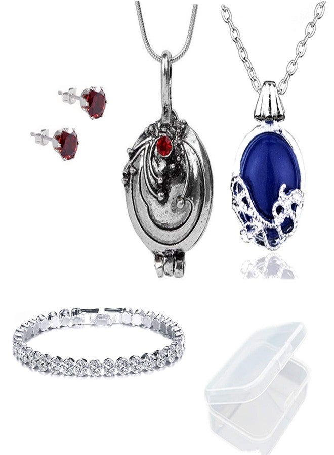 PPX 5 Pcs Vampire necklaces, earrings and bracelet - Daywalking Katherine Necklace -Verbena Necklace Chain Can Open Silver- with Transparent Storage Box - Image 1